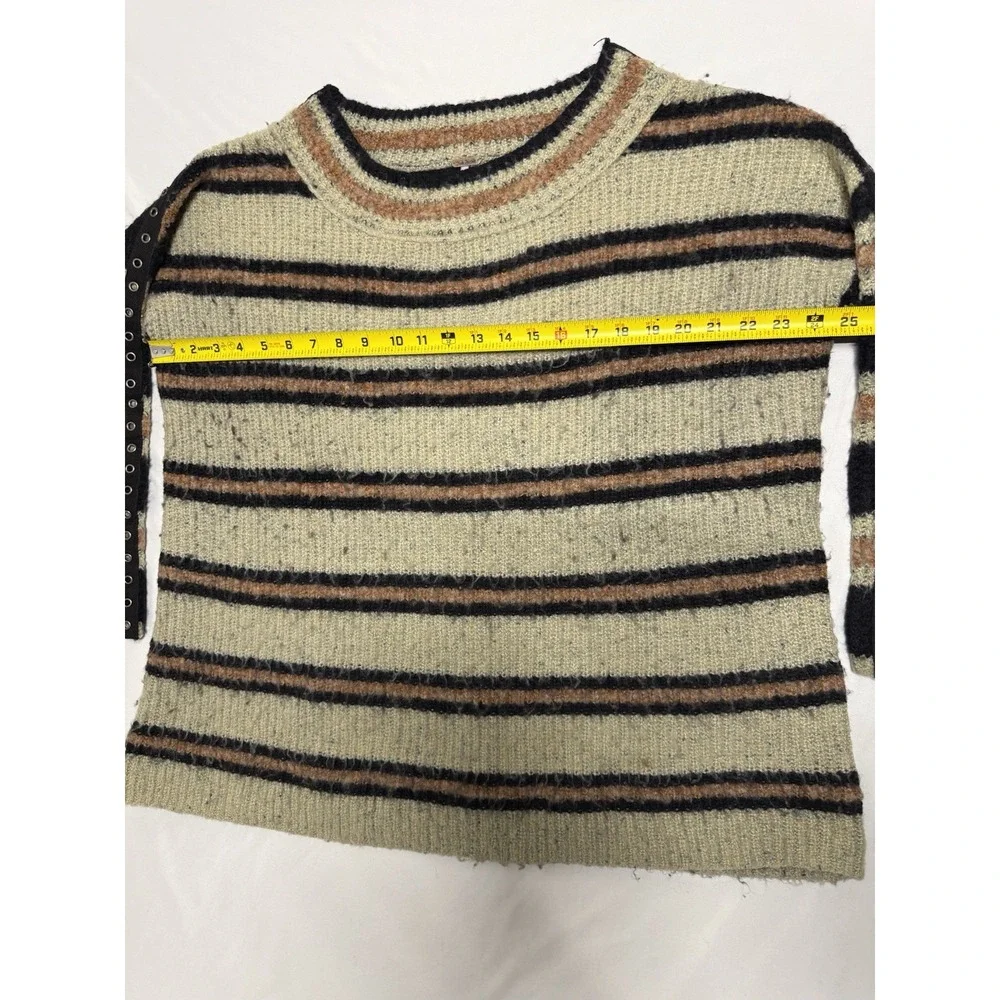 Free People Retro Teen Spirit Nirvana Oversized‎ Grommet Tape Sweater Size XS